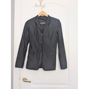 Elie Tahari Womens Black Technical Fabric Blazer Jacket Size 2 US Notch Lapel